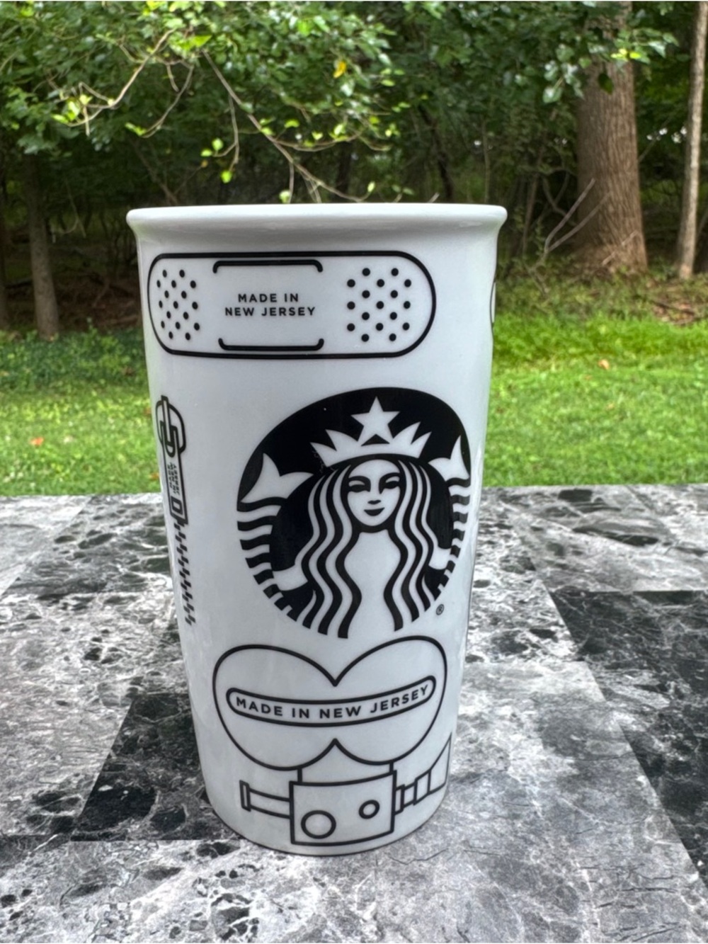 Starbucks 2016 New Jersey White Ceramic Coffee Travel Cup Mug Tumbler 12 oz